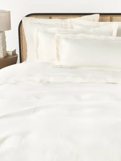 Fundas Nórdicas|Mantas>Westwing Collection Funda nórdica de lino con ribete Linna Blanco Off White
