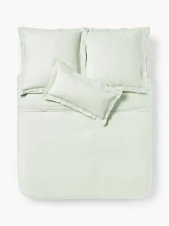 Fundas Nórdicas|Mantas>Westwing Collection Funda nórdica de lino con ribete Linna Verde salvia