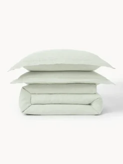 Fundas Nórdicas|Mantas></noscript>Westwing Collection Funda nórdica de lino con ribete Linna Verde salvia