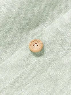 Fundas Nórdicas|Mantas></noscript>Westwing Collection Funda nórdica de lino con ribete Linna Verde salvia