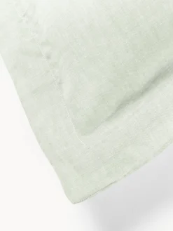 Fundas Nórdicas|Mantas></noscript>Westwing Collection Funda nórdica de lino con ribete Linna Verde salvia