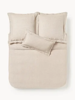 Mantas|Fundas Nórdicas>Westwing Collection Funda nórdica de lino con ribete Linna Beige