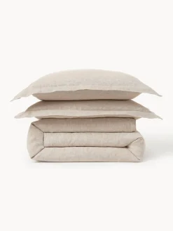 Mantas|Fundas Nórdicas></noscript>Westwing Collection Funda nórdica de lino con ribete Linna Beige