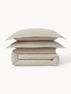 Mantas|Fundas Nórdicas></noscript>Westwing Collection Funda nórdica de lino con ribete Linna Greige