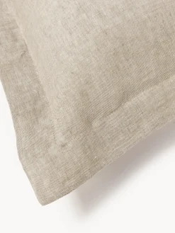 Mantas|Fundas Nórdicas></noscript>Westwing Collection Funda nórdica de lino con ribete Linna Greige