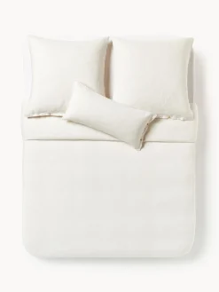 Mantas|Fundas Nórdicas>Westwing Collection Funda nórdica de lino lavado con rayas finas Rinna Beige claro, blanco