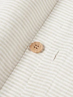 Mantas|Fundas Nórdicas></noscript>Westwing Collection Funda nórdica de lino lavado con rayas finas Rinna Beige claro, blanco