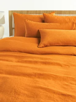 Mantas|Fundas Nórdicas>Westwing Collection Funda nórdica de lino lavado Airy Naranja