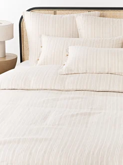 Discount Funda nórdica de lino lavado con rayas Telma Mantas|Fundas Nórdicas