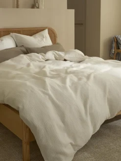 Mantas|Fundas Nórdicas>Westwing Collection Funda nórdica de muselina Odile Blanco