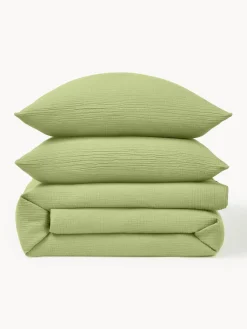 Fundas Nórdicas|Mantas></noscript>Westwing Collection Funda nórdica de muselina Odile Verde oliva
