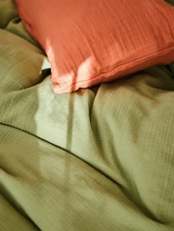 Fundas Nórdicas|Mantas></noscript>Westwing Collection Funda nórdica de muselina Odile Verde oliva