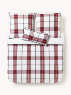 Discount Funda nórdica de percal a cuadros con ribete Scarlet Fundas Nórdicas|Mantas