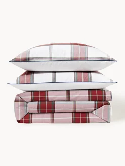 Discount Funda nórdica de percal a cuadros con ribete Scarlet Fundas Nórdicas|Mantas