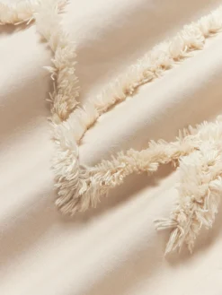 Mantas|Fundas Nórdicas></noscript>Westwing Collection Funda nórdica de percal con decoración de penachos Madeline Beige claro