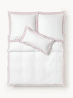 Online Funda nórdica de percal con dobladillo bordado Atina Mantas|Fundas Nórdicas