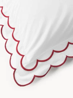 Online Funda nórdica de percal con dobladillo bordado Atina Mantas|Fundas Nórdicas