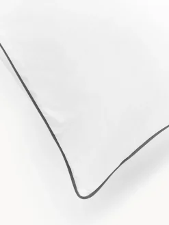Mantas|Fundas Nórdicas></noscript>Westwing Collection Funda nórdica de percal con ribete Daria Blanco, gris antracita