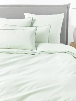 Fundas Nórdicas|Mantas>Westwing Collection Funda nórdica de percal con ribete Daria Verde salvia, verde