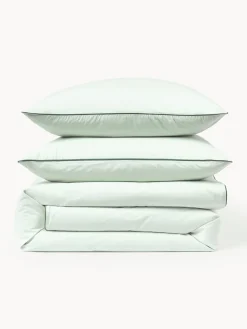 Fundas Nórdicas|Mantas></noscript>Westwing Collection Funda nórdica de percal con ribete Daria Verde salvia, verde