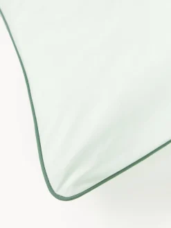 Fundas Nórdicas|Mantas></noscript>Westwing Collection Funda nórdica de percal con ribete Daria Verde salvia, verde