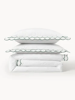 Fundas Nórdicas|Mantas></noscript>Westwing Collection Funda nórdica de percal con dobladillo bordado Atina