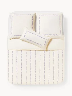 Fundas Nórdicas|Mantas>Westwing Collection Funda nórdica de percal con bordado Roya Off White, lavanda