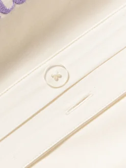Fundas Nórdicas|Mantas></noscript>Westwing Collection Funda nórdica de percal con bordado Roya Off White, lavanda