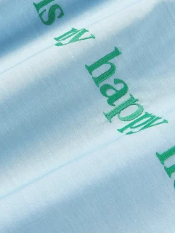 Fundas Nórdicas|Mantas></noscript>Westwing Collection Funda nórdica de percal con bordado Roya Azul claro, verde turquesa