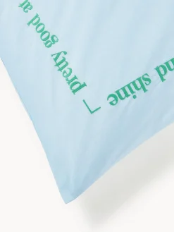 Fundas Nórdicas|Mantas></noscript>Westwing Collection Funda nórdica de percal con bordado Roya Azul claro, verde turquesa