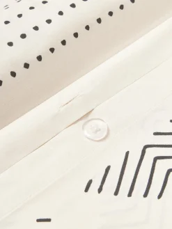 Mantas|Fundas Nórdicas></noscript>Westwing Collection Funda nórdica de percal con estampado boho Kohana Blanco crema, gris antracita