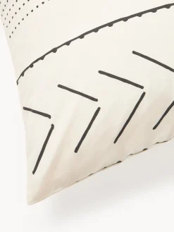 Mantas|Fundas Nórdicas></noscript>Westwing Collection Funda nórdica de percal con estampado boho Kohana Blanco crema, gris antracita