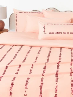 Fundas Nórdicas|Mantas>Westwing Collection Funda nórdica de percal con bordado Roya Melocotón, rojo vino