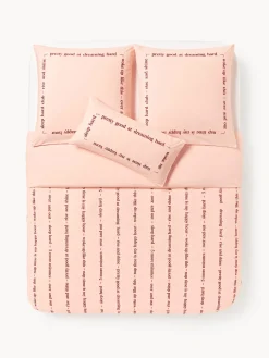 Fundas Nórdicas|Mantas>Westwing Collection Funda nórdica de percal con bordado Roya Melocotón, rojo vino