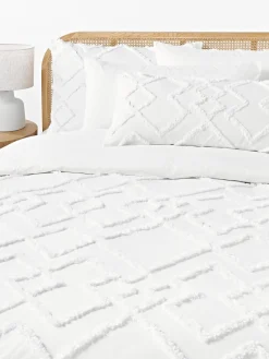 Mantas|Fundas Nórdicas>Westwing Collection Funda nórdica de percal con mechones Faith Blanco
