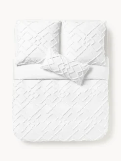 Mantas|Fundas Nórdicas></noscript>Westwing Collection Funda nórdica de percal con mechones Faith Blanco