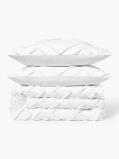 Mantas|Fundas Nórdicas></noscript>Westwing Collection Funda nórdica de percal con mechones Faith Blanco