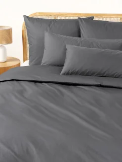 Mantas|Fundas Nórdicas>Westwing Collection Funda nórdica de percal Elsie Gris antracita