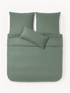 Fundas Nórdicas|Mantas></noscript>Westwing Collection Funda nórdica de percal Elsie Verde oscuro