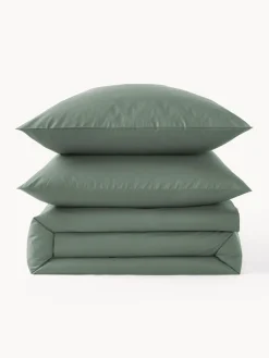 Fundas Nórdicas|Mantas></noscript>Westwing Collection Funda nórdica de percal Elsie Verde oscuro