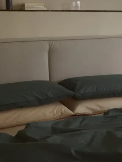 Fundas Nórdicas|Mantas></noscript>Westwing Collection Funda nórdica de percal Elsie Verde oscuro