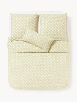 Fundas Nórdicas|Mantas>Westwing Collection Funda nórdica de percal estampado Inki Beige claro, verde