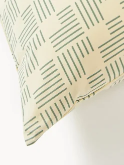 Fundas Nórdicas|Mantas></noscript>Westwing Collection Funda nórdica de percal estampado Inki Beige claro, verde