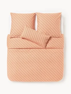 Fundas Nórdicas|Mantas>Westwing Collection Funda nórdica de percal estampado Inki Terracota, turrón