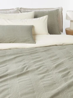 Fundas Nórdicas|Mantas>Westwing Collection Funda nórdica de percal Graham Verde oliva, Off White
