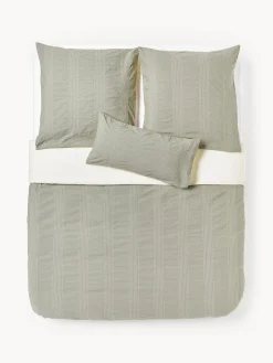 Fundas Nórdicas|Mantas>Westwing Collection Funda nórdica de percal Graham Verde oliva, Off White