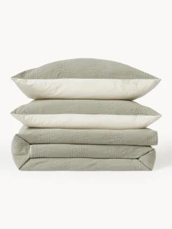 Fundas Nórdicas|Mantas></noscript>Westwing Collection Funda nórdica de percal Graham Verde oliva, Off White