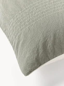 Fundas Nórdicas|Mantas></noscript>Westwing Collection Funda nórdica de percal Graham Verde oliva, Off White