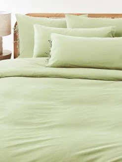 Mantas|Fundas Nórdicas>Westwing Collection Funda nórdica de percal lavado Leonie Verde claro