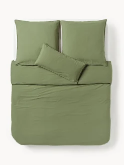 Mantas|Fundas Nórdicas></noscript>Westwing Collection Funda nórdica de percal lavado Debbie Verde oliva